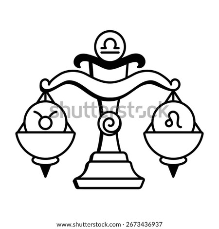 A hand drawn style icon showing libra
