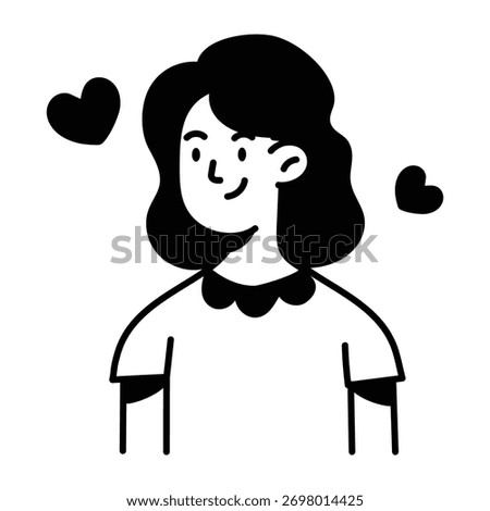 Hand drawn style icon showing affection