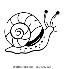 A hand drawn style icon of snail 
