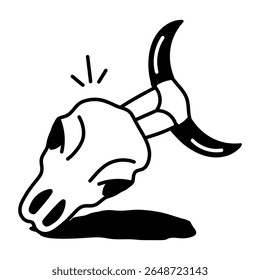 A hand drawn style icon of stabbed skull
