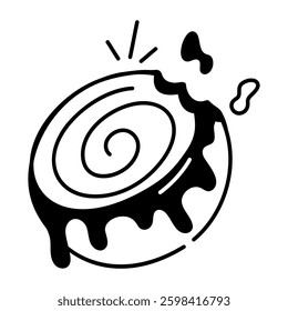 A hand drawn style icon of sweet cinnamon roll 
