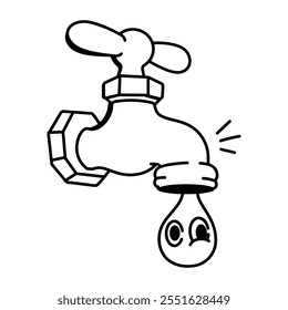 A hand drawn style icon of tap leakage 

