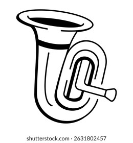 A hand drawn style icon of tuba
