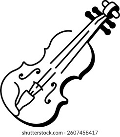 A hand drawn style icon of a violin 

