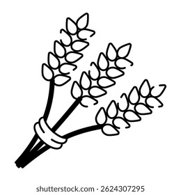 A hand drawn style icon of wheat bundle 