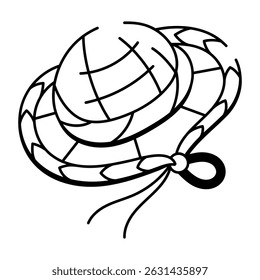 A hand drawn style icon of woven hat


