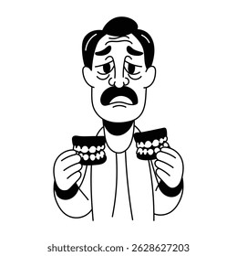 Uma ilustração desenhada à mão de dentes artificiais
