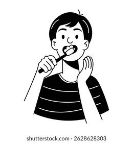 A hand drawn style illustration of brushing
