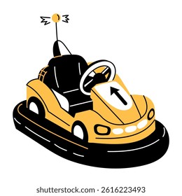 A hand drawn style illustration of a bumper car 
