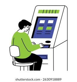 Una ilustración de estilo dibujado a mano de cajero automático
