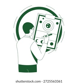 Ilustração em estilo desenhado à mão representando o pesquisador