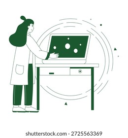 Ilustración de estilo dibujado a mano que representa la investigación científica