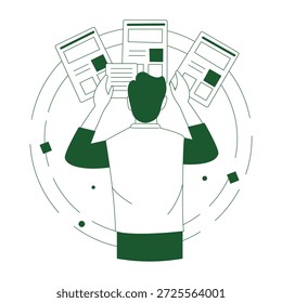 Ilustración de estilo dibujado a mano que representa la investigación documental
