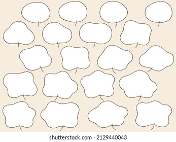 Hand drawn style illustration set of speech balloons in the shape of various loose curves