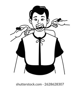 Eine handgezeichnete Illustration der Zahnplatzierung
