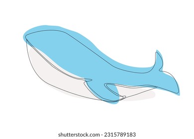 Dibujo de estilo dibujado a mano de ballena vector
línea continua, animal marino, línea simple.