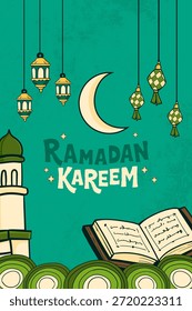 fundo islâmico estilo desenhado à mão. Fundo kareem do Ramadã