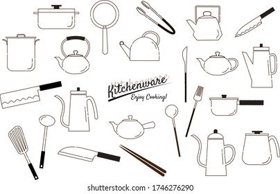 Hand drawn style kitchenware illustration set, simple and good design
