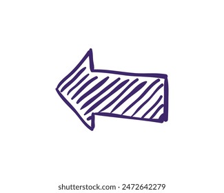 Estilo dibujado a mano de una ilustración de flecha de dirección izquierda