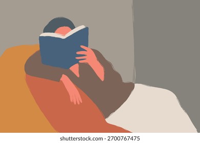 Estilo dibujado a mano Arte vectorial minimalista de lectura interior