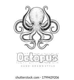 hand drawn style octopus vector. vintage animal illustrations look realistic