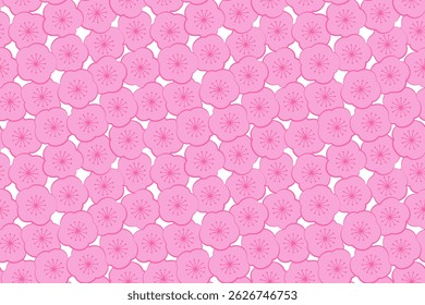 Hand drawn style pink plum blossoms background, Cute Japanese pattern wallpaper, Seamless vector material