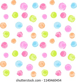 Hand drawn style polka dots seamless pattern