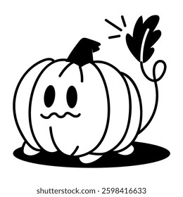 A hand drawn style pumpkin mascot icon

