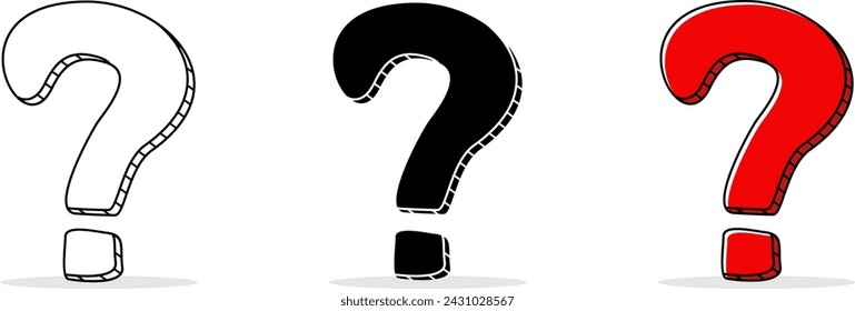 hand drawn style question mark icon illustration. cartoon vector isolated on white background. design can be edited.