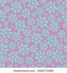 Hand drawn style seamless background flower pattern. Vector illustration.Pastel color