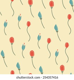 Hand drawn style seamless background flower pattern. Vector illustration