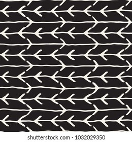 Hand drawn style seamless pattern. Abstract geometric tiling background in black and white. Vector doodle line lattice