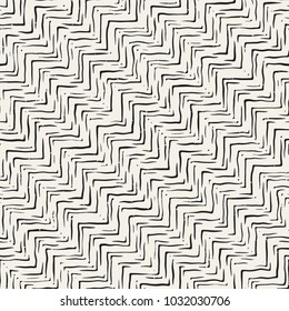Hand drawn style seamless pattern. Abstract geometric tiling background in black and white. Vector doodle line lattice