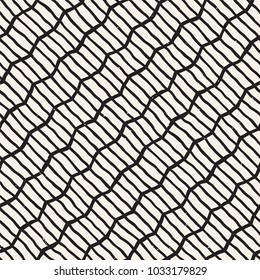 Hand drawn style seamless pattern. Abstract geometric tiling background in black and white. Vector doodle line lattice