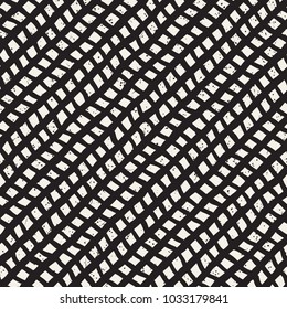 Hand drawn style seamless pattern. Abstract geometric tiling background in black and white. Vector doodle line lattice