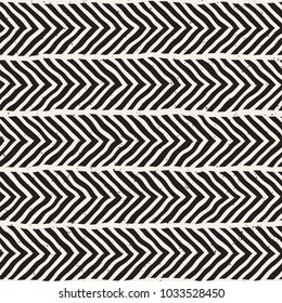 Hand drawn style seamless pattern. Abstract geometric tiling background in black and white. Vector doodle line lattice