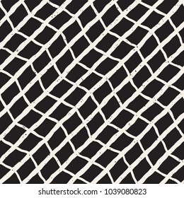Hand drawn style seamless pattern. Abstract geometric tiling background in black and white. Vector doodle line lattice