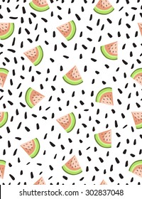 Hand drawn style seamless pattern with water-melons. Vintage abstract repeat pattern.