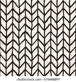 Hand drawn style seamless pattern. Abstract geometric tiling background in black and white. Vector stylish doodle line lattice