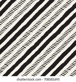 Hand drawn style seamless pattern. Abstract geometric tiling background in black and white. Vector stylish doodle line lattice