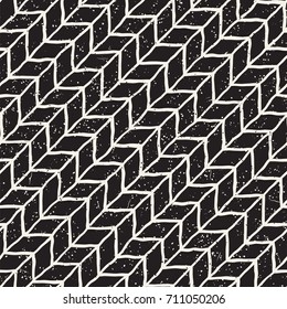 Hand drawn style seamless pattern. Abstract geometric tiling background in black and white. Vector stylish doodle line lattice