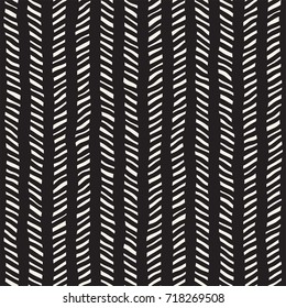 Hand drawn style seamless pattern. Abstract geometric tiling background in black and white. Vector stylish doodle line lattice