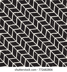 Hand drawn style seamless pattern. Abstract geometric tiling background in black and white. Vector stylish doodle line lattice