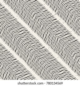 Hand drawn style seamless pattern. Abstract geometric tiling background in black and white. Vector stylish doodle line lattice