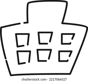 Hand drawn style simple building icon illustration