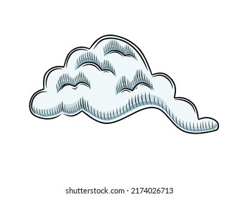 Hand drawn style simple gray cloud vector illustration sketch design on white background