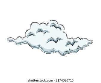 Estilo dibujado a mano diseño de dibujo de ilustración de vector de nube gris simple sobre fondo blanco