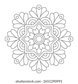 Estilo dibujado a mano simple mandala creador. Dibuja patrones únicos de mandala fácilmente. Guardar Tu arte para colorear, decorar o imprimir