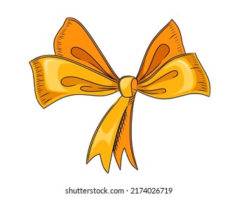 Hand drawn style simple orange color bow tie vector illustration sketch design on white background