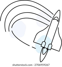 Hand drawn style space shuttle launch vector illustration icon concept